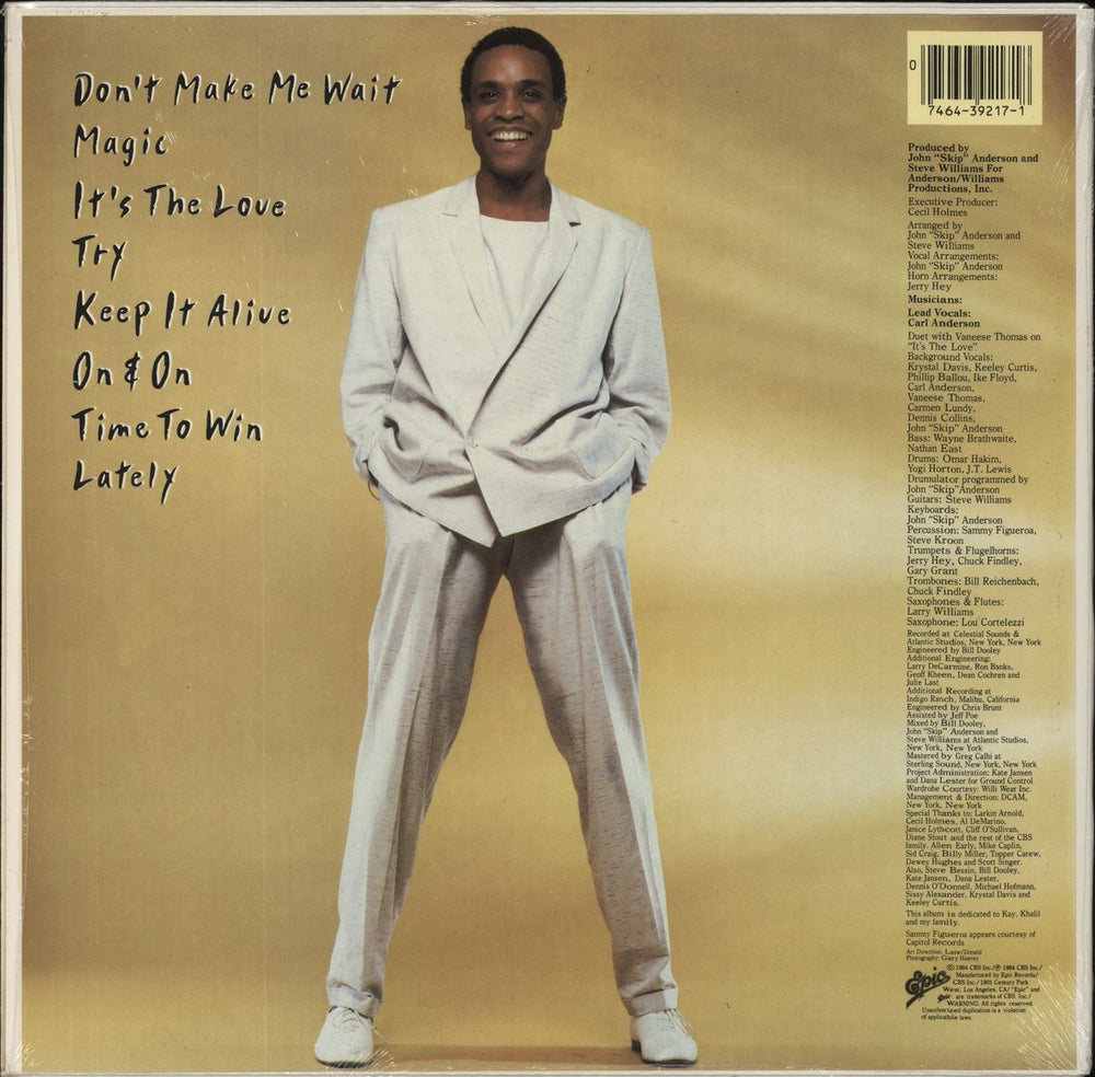 Carl Anderson On & On US vinyl LP album (LP record) 074643921718