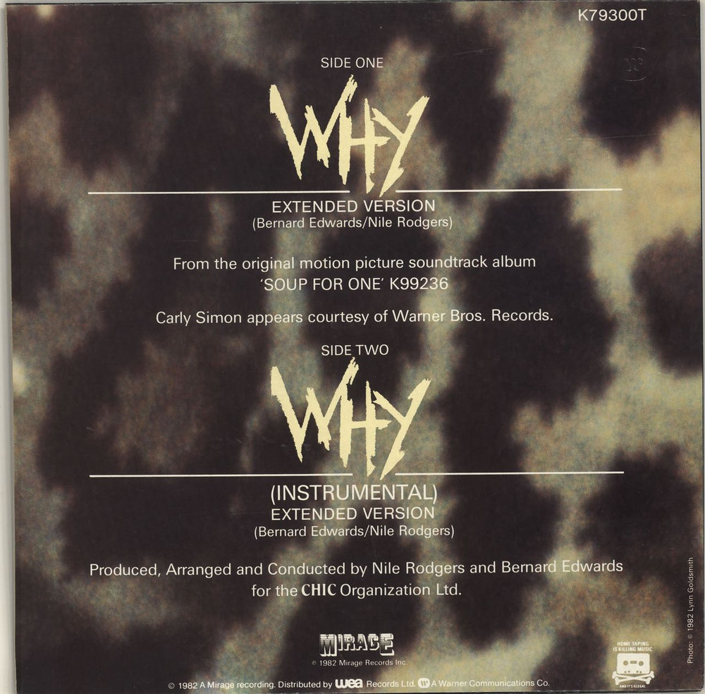 Carly Simon Why UK 12" vinyl single (12 inch record / Maxi-single)