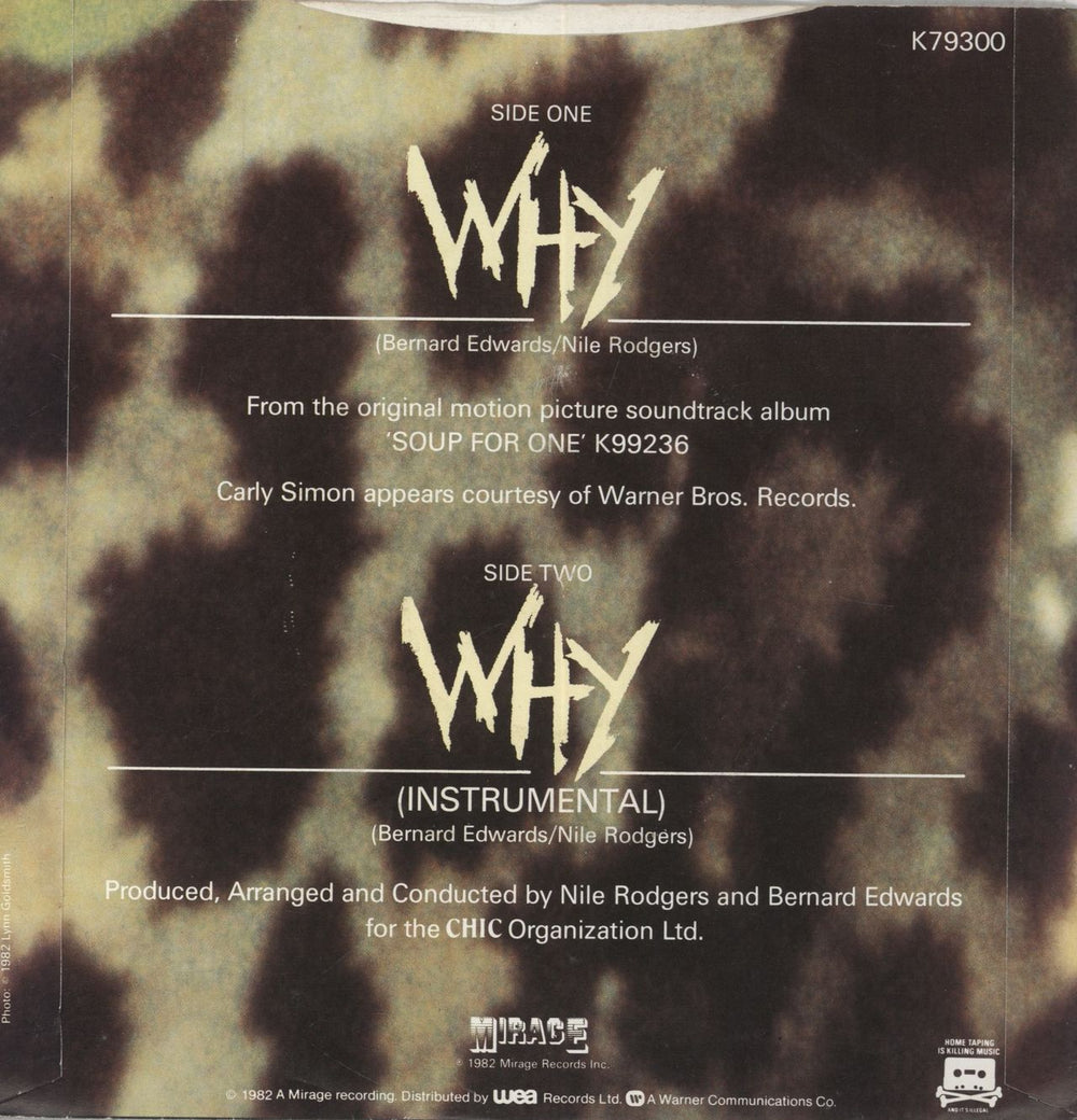 Carly Simon Why UK 7" vinyl single (7 inch record / 45)