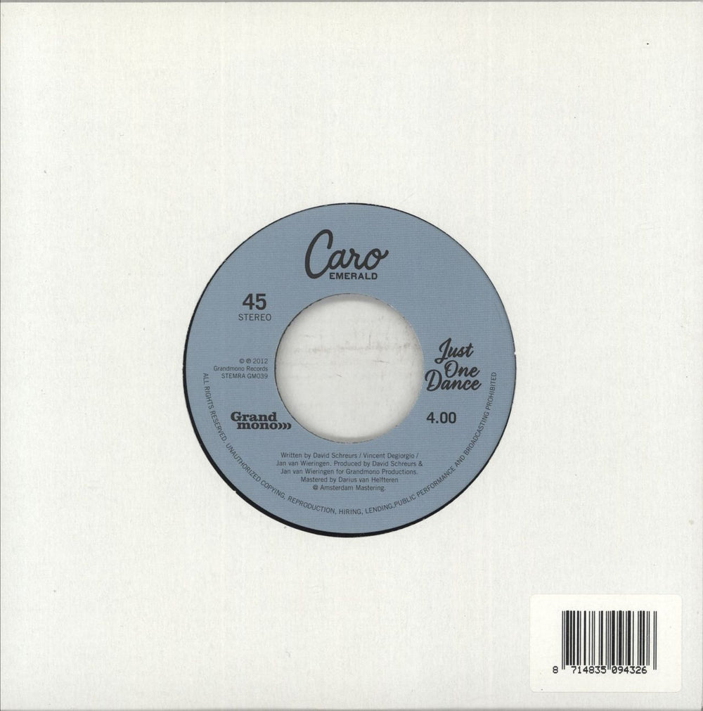 Caro Emerald Just One Dance - RSD '12 Dutch 7" vinyl single (7 inch record / 45) GM039