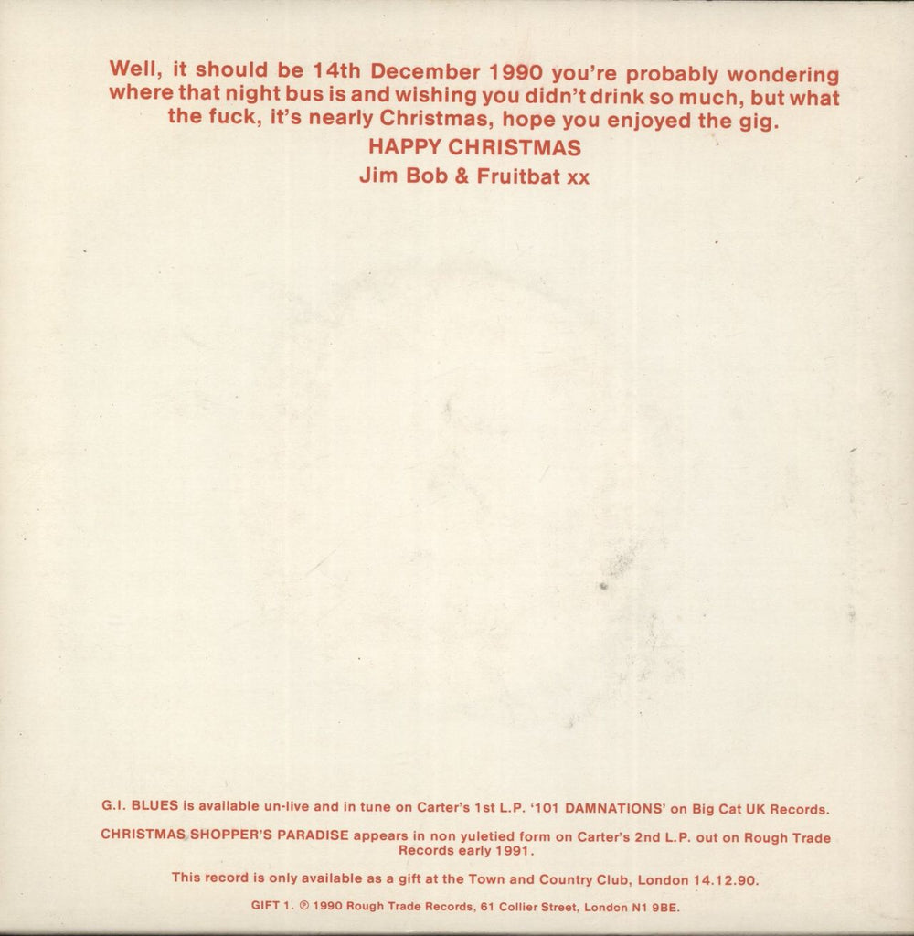 Carter USM G.I. Blues / Christmas Shopper's Paradise UK 7" vinyl single (7 inch record / 45) USM07GI406936