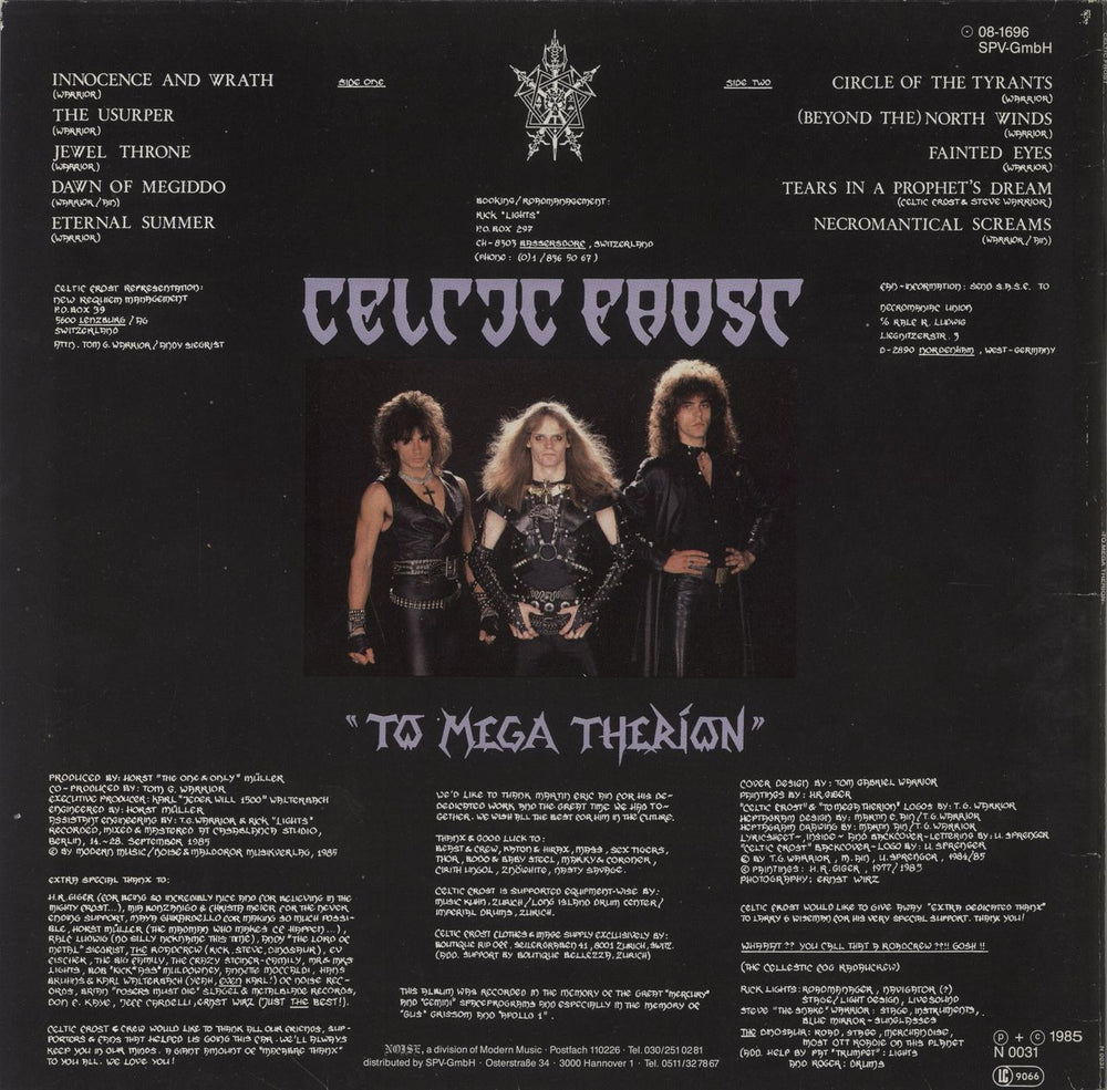 Celtic Frost To Mega Therion German vinyl LP album (LP record)