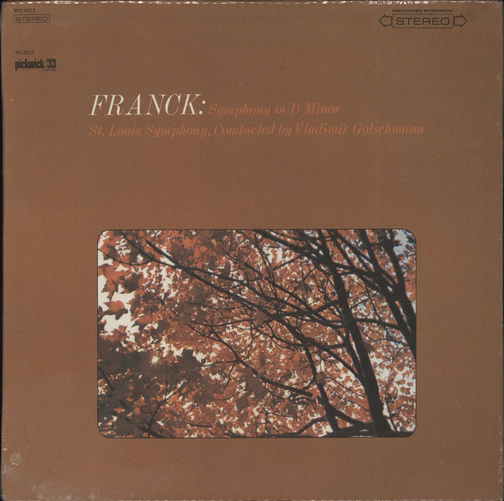 César Franck Franck: Symphony In D Minor US vinyl LP album (LP record) SPC-4012