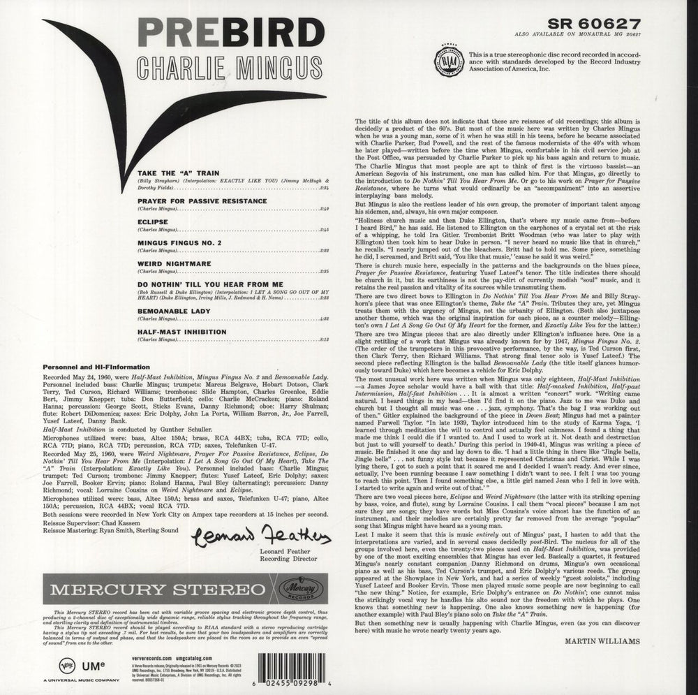 Charles Mingus Pre-Bird - 180g UK vinyl LP album (LP record) 602455092984