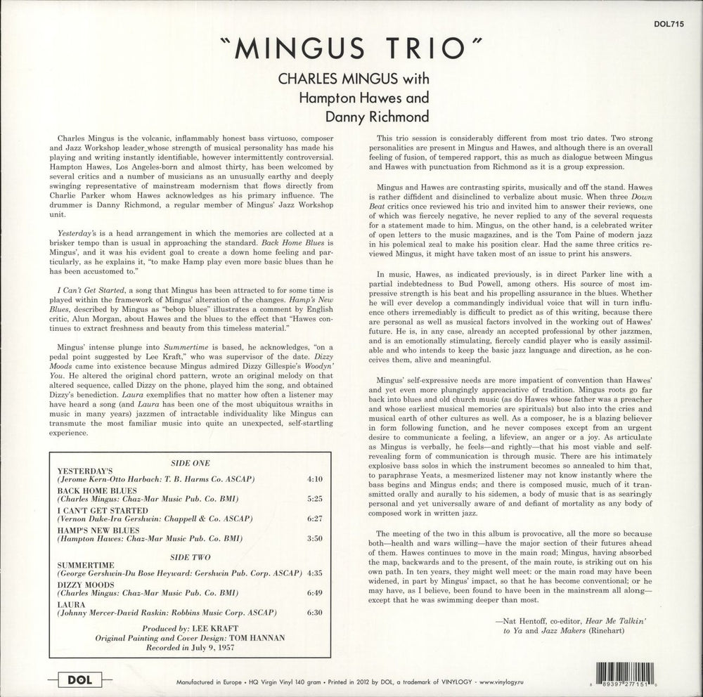 Charles Mingus Trio - EX UK vinyl LP album (LP record) 889397271510