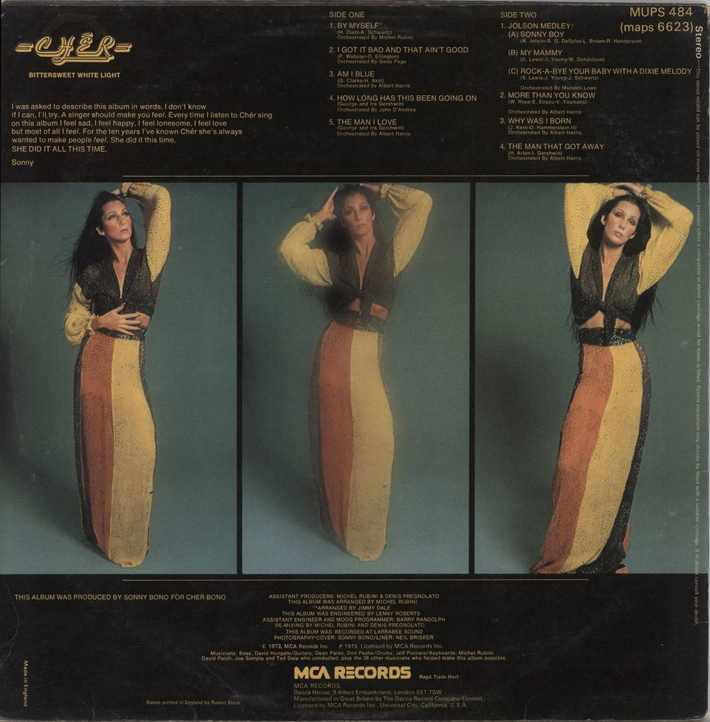 Cher Bittersweet White Light UK vinyl LP album (LP record)