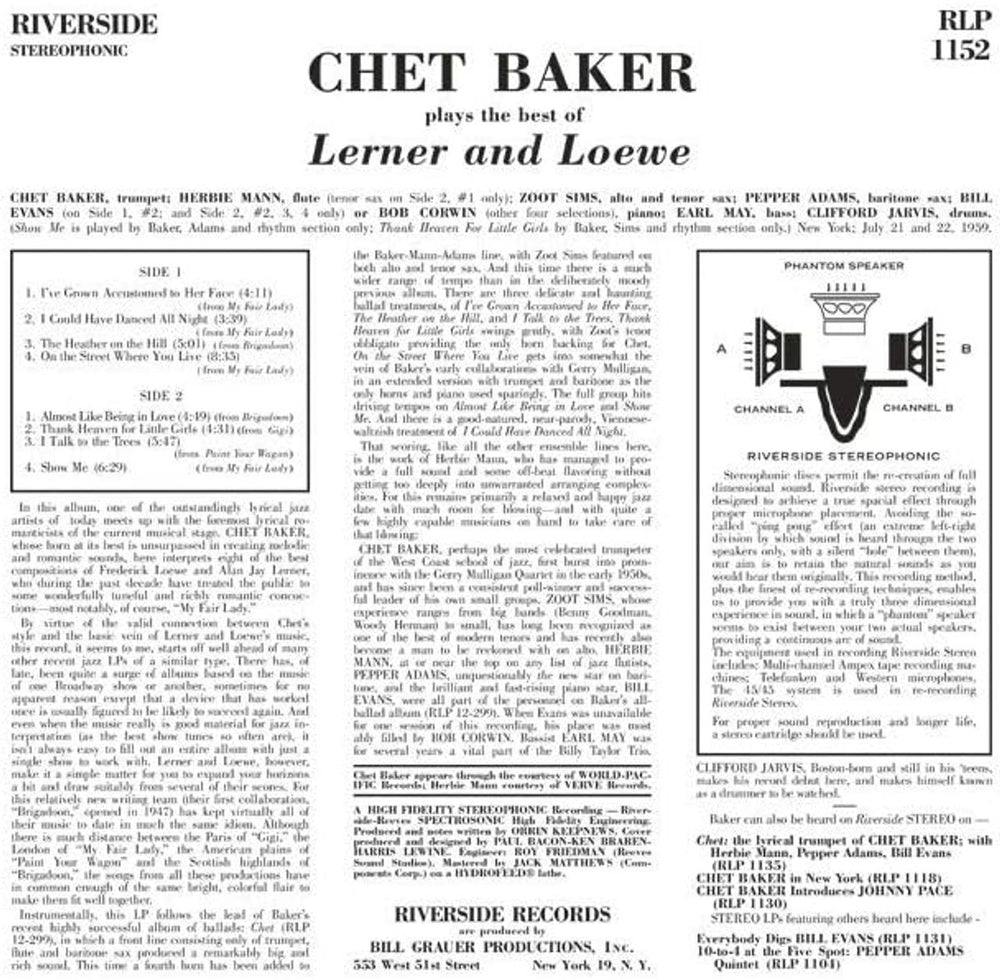 Chet Baker Plays The Best Of Lerner & Loewe: Remastered - 180 Gram Vinyl - Sealed US vinyl LP album (LP record) 6CBLPPL830327