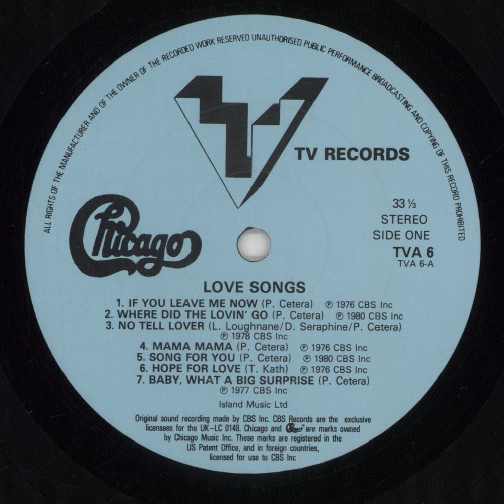 Chicago Love Songs UK vinyl LP album (LP record) CCGLPLO245021