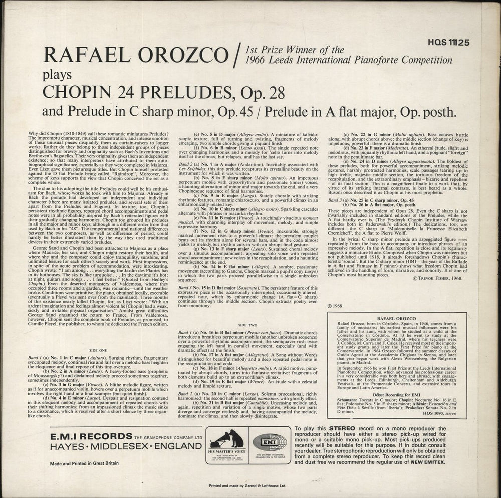 Chopin Chopin: 24 Preludes, Op. 28 UK vinyl LP album (LP record)