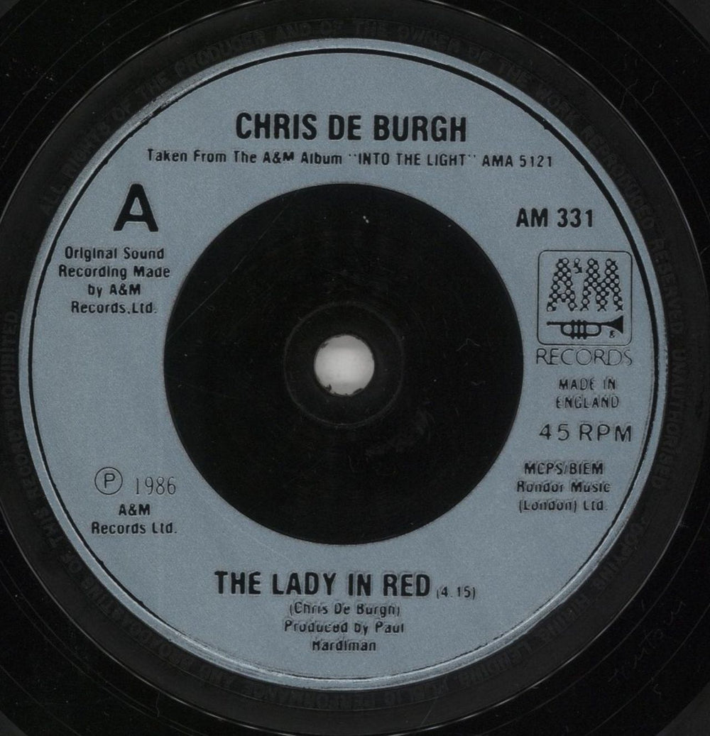 Chris De Burgh The Lady In Red UK 7" vinyl single (7 inch record / 45) BUR07TH301197