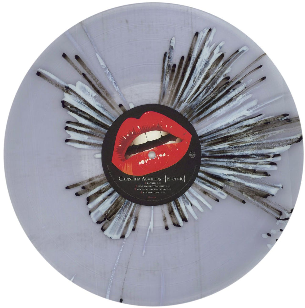 Christina Aguilera Bionic - Clear with Black & Grey Splatter Vinyl US 3-LP vinyl record set (Triple LP Album) AAG3LBI856496