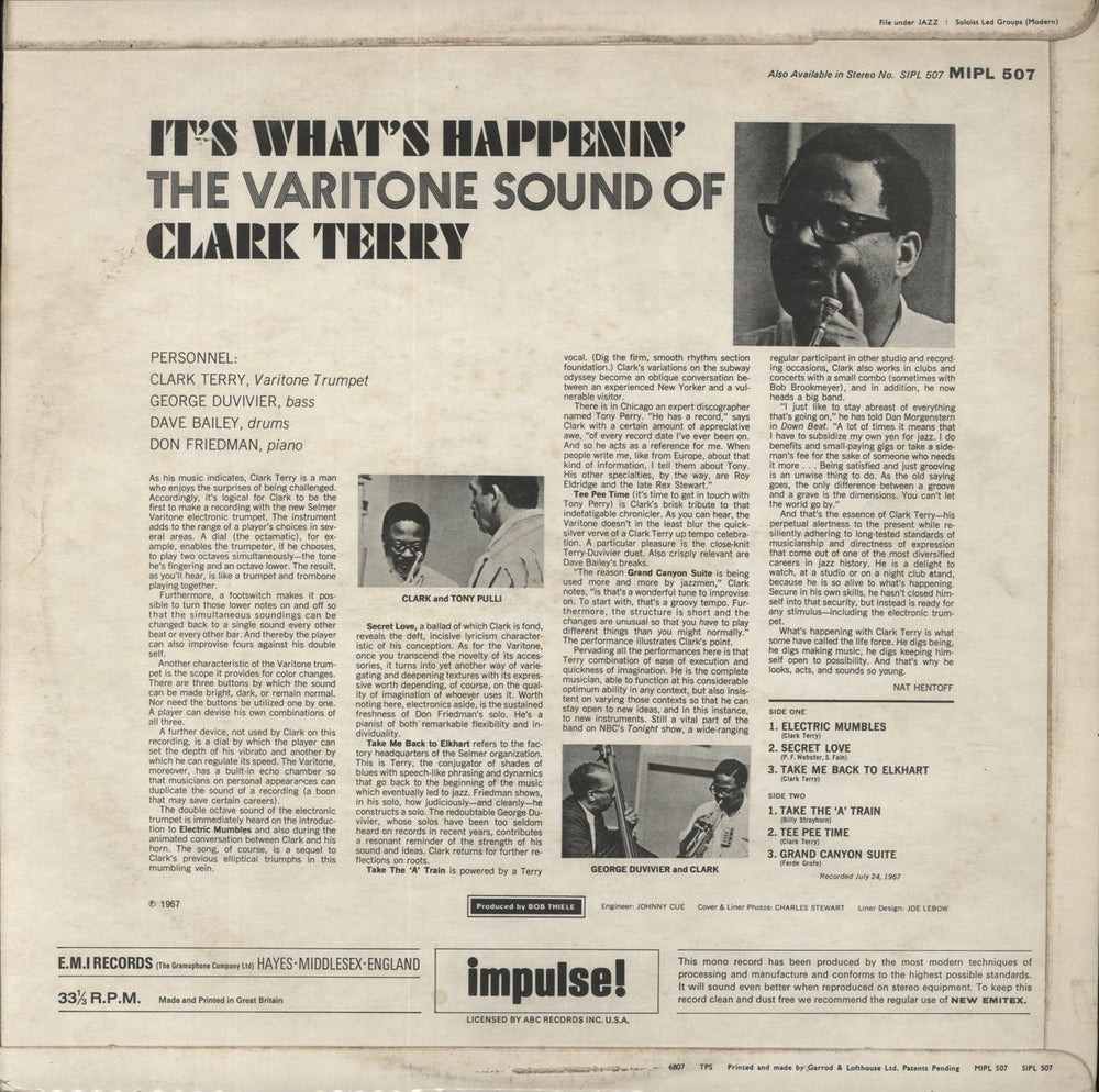 Clark Terry It's What's Happenin' UK vinyl LP album (LP record)
