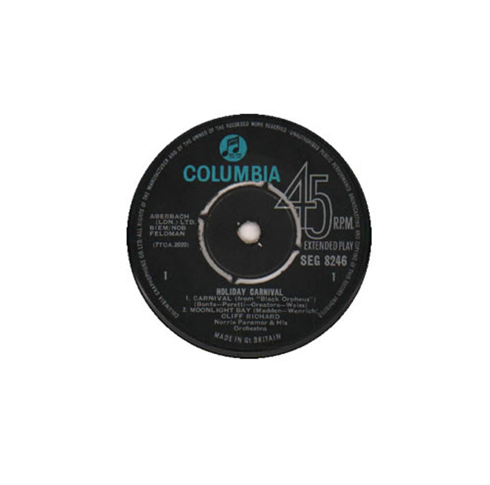 Cliff Richard Holiday Carnival E.P. - Blue / Black Label - EX UK 7" vinyl single (7 inch record / 45) RIC07HO636625