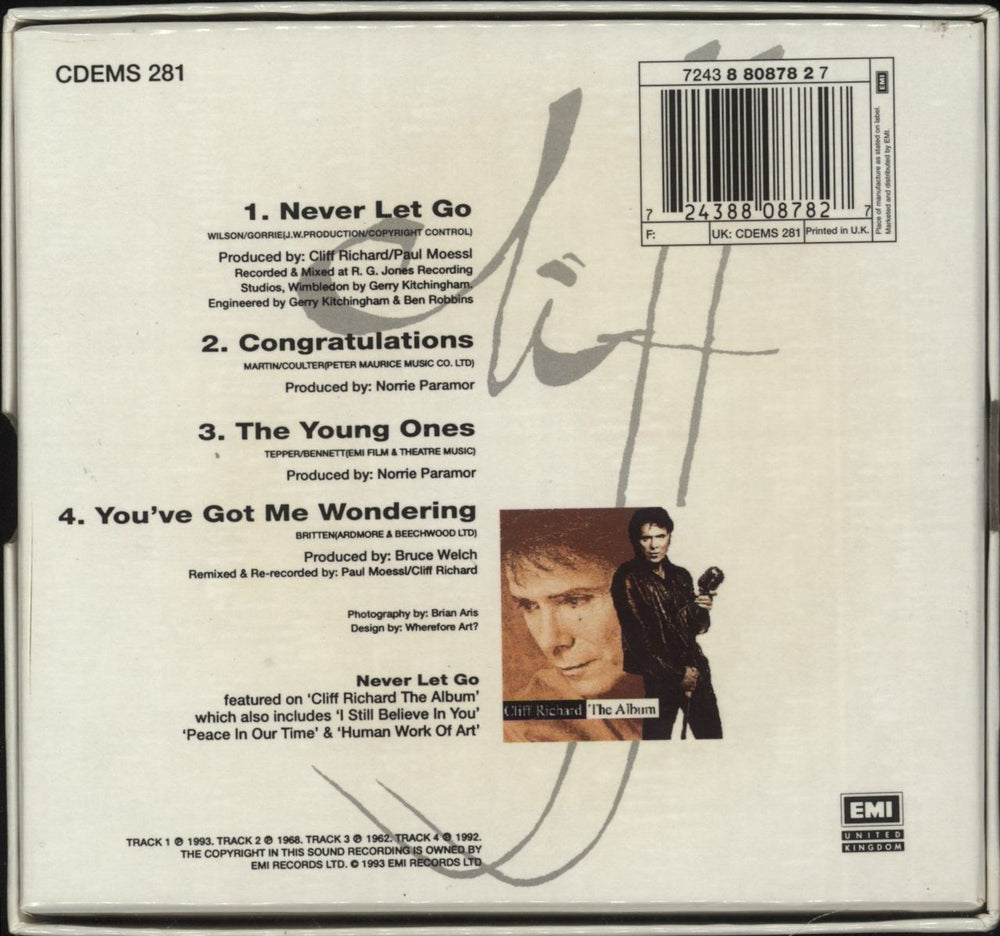 Cliff Richard Never Let Go - Box Set UK CD single (CD5 / 5") 724388087827
