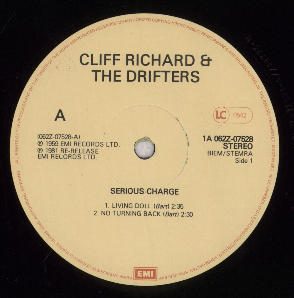 Cliff Richard The Cliff Richard - The Shadows E.P. Collection Vol 1: Serious Charge Dutch 12" vinyl single (12 inch record / Maxi-single) RIC12TH844592