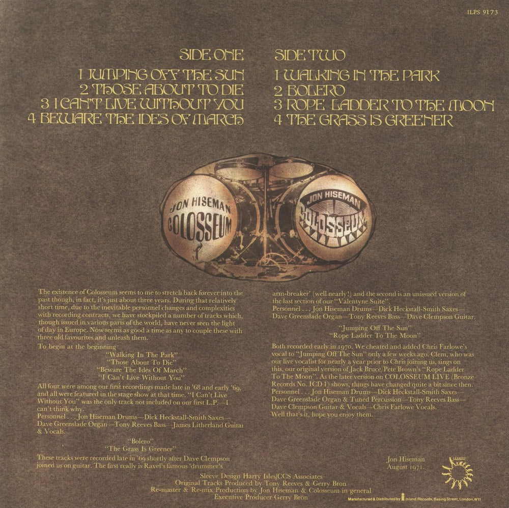 Colosseum The Collectors Colosseum UK vinyl LP album (LP record)