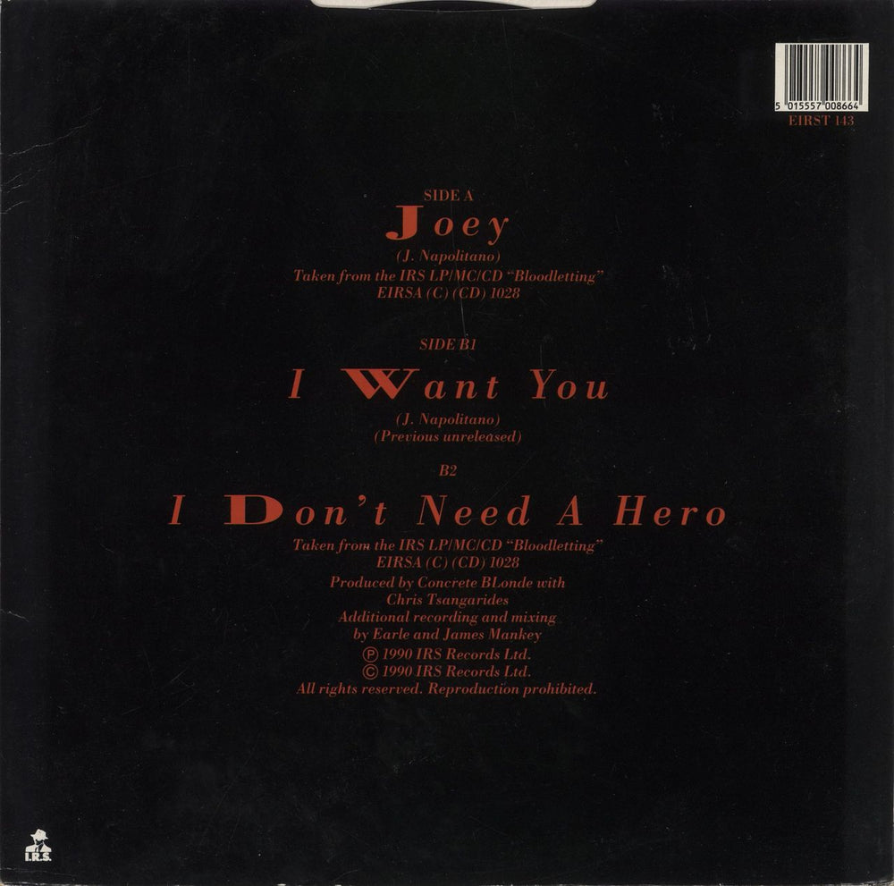 Concrete Blonde Joey UK 12" vinyl single (12 inch record / Maxi-single) 5015557008664