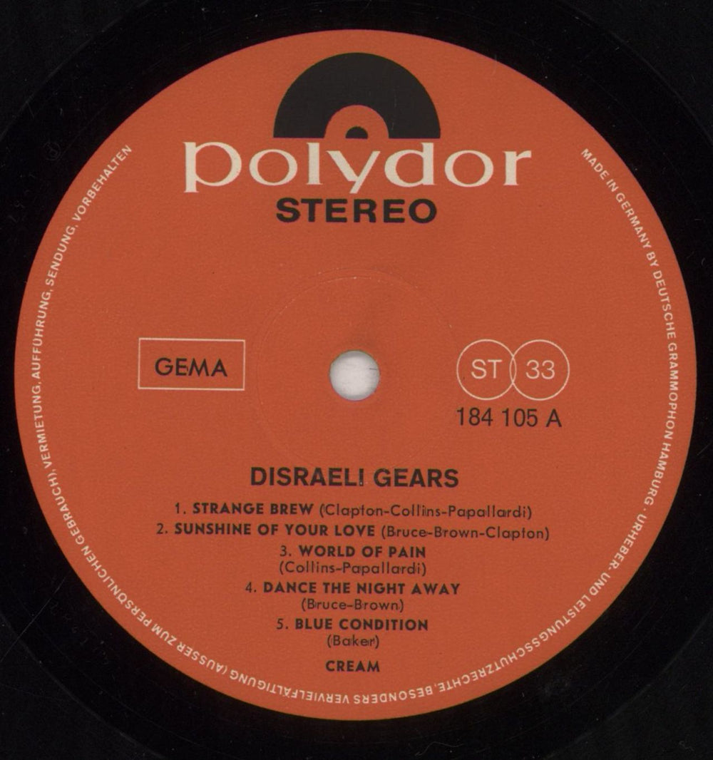 Cream Disraeli Gears German vinyl LP album (LP record) CRMLPDI284449