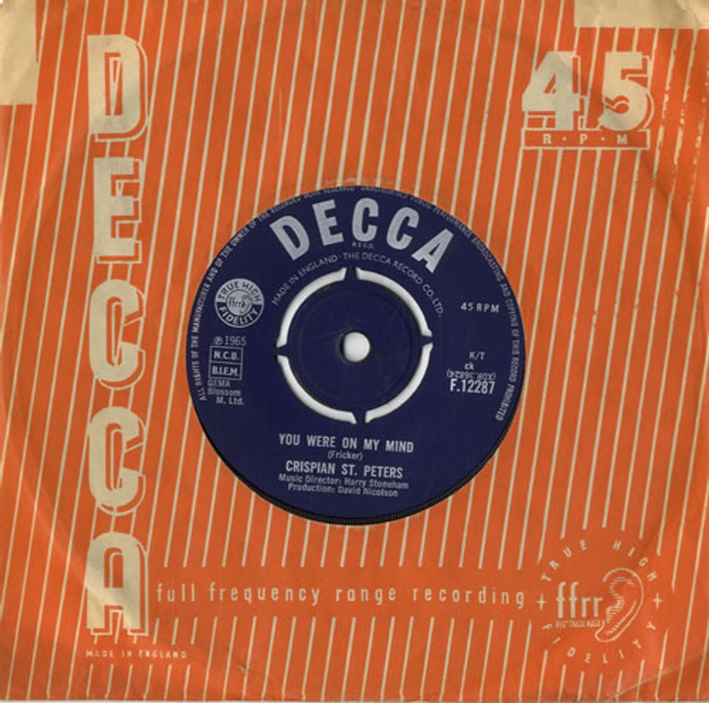 Crispian St. Peters You Were On My Mind - 1st UK 7" vinyl single (7 inch record / 45) F.12287