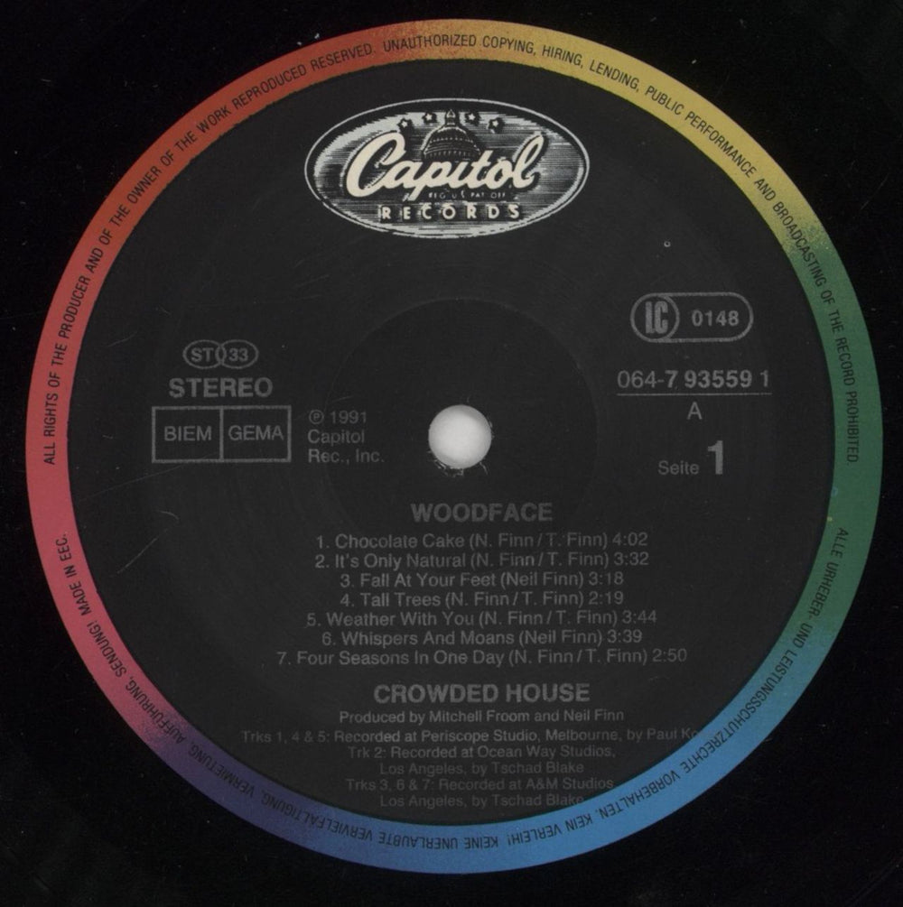 Crowded House Woodface - Hype Stickered - VG UK vinyl LP album (LP record) CRDLPWO861542