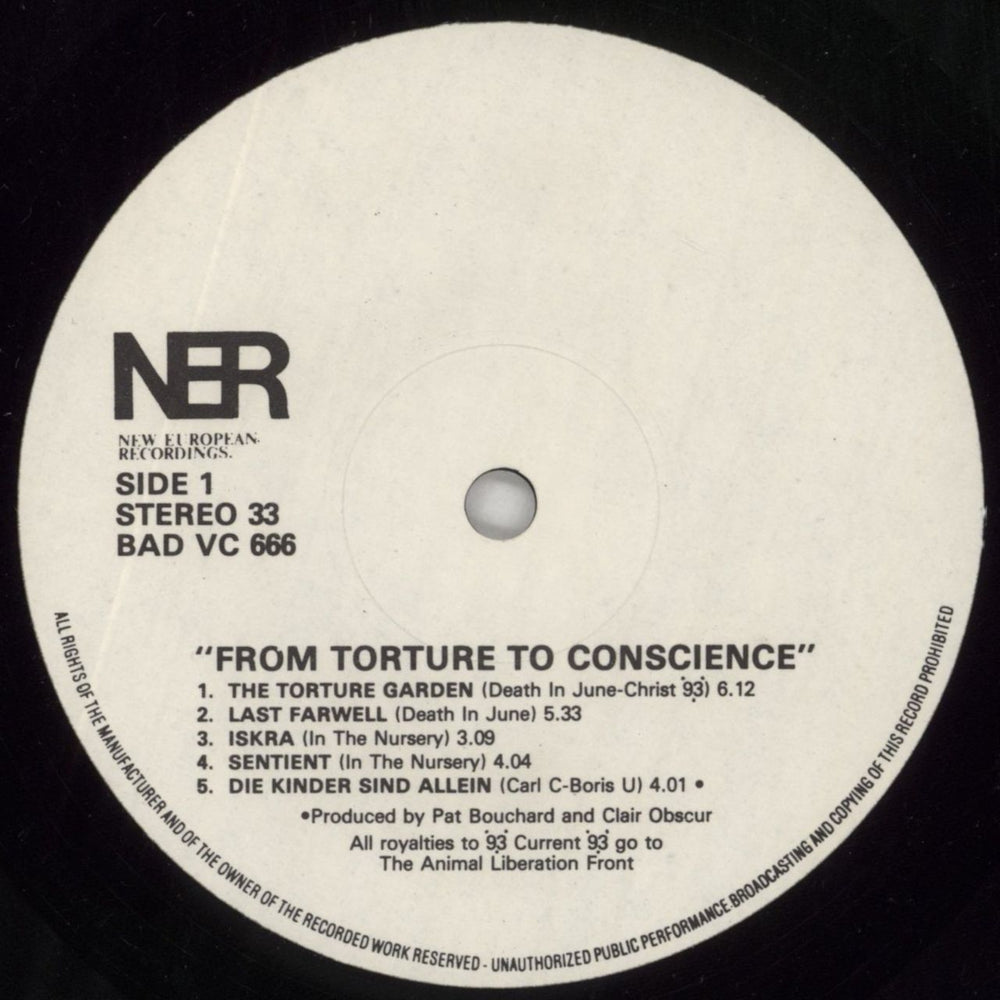 Current 93 NER Presents From Torture To Conscience UK vinyl LP album (LP record) C93LPNE862160