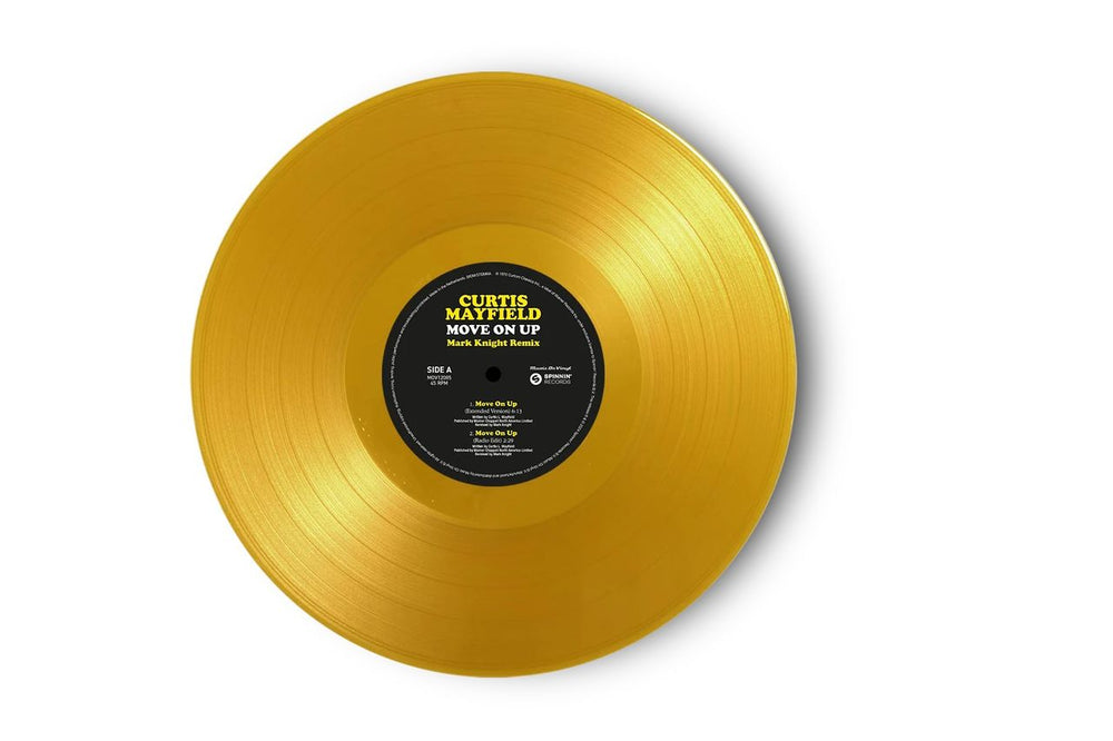 Curtis Mayfield Move On Up (Mark Knight Remix) - Yellow Vinyl Numebered Edition UK 12" vinyl single (12 inch record / Maxi-single)