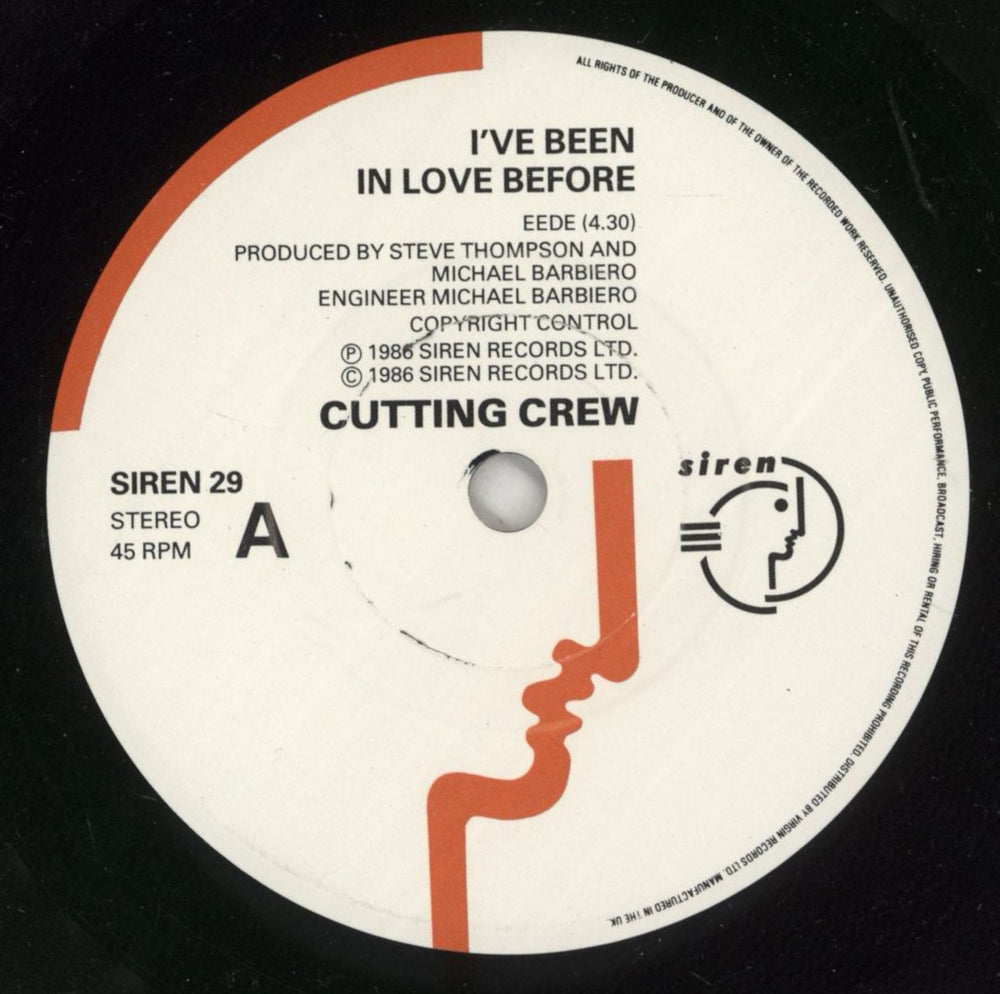 Cutting Crew I've Been In Love Before UK 7" vinyl single (7 inch record / 45) CCR07IV160643