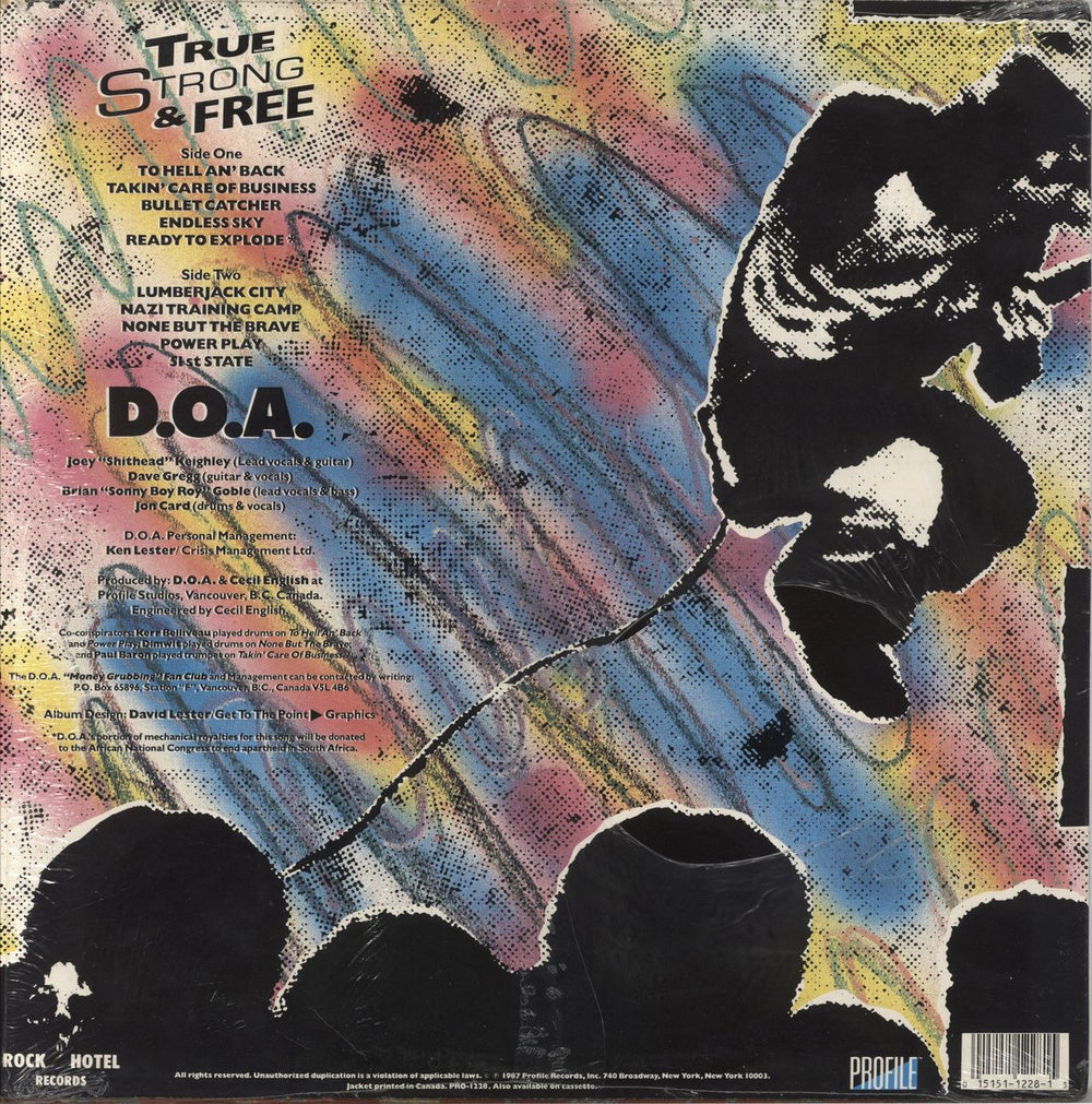 D.O.A. True (North) Strong & Free US vinyl LP album (LP record) 015151122815