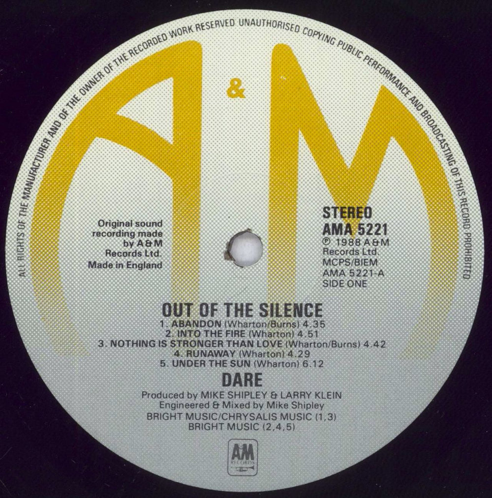 Dare Out Of The Silence UK vinyl LP album (LP record) D-ELPOU840540