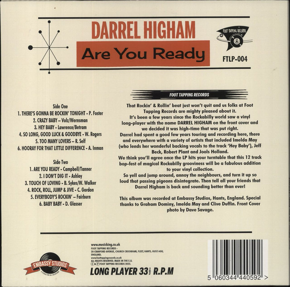 Darrel Higham Are You Ready (12 Rock-A-Billy Hits On One LP!!!) UK vinyl LP album (LP record)