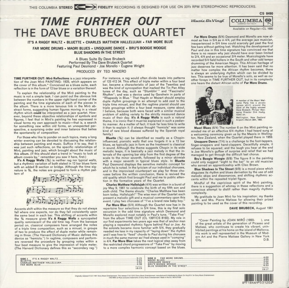 Dave Brubeck Time Further Out - 180 Gram Vinyl UK vinyl LP album (LP record) 8718469531202