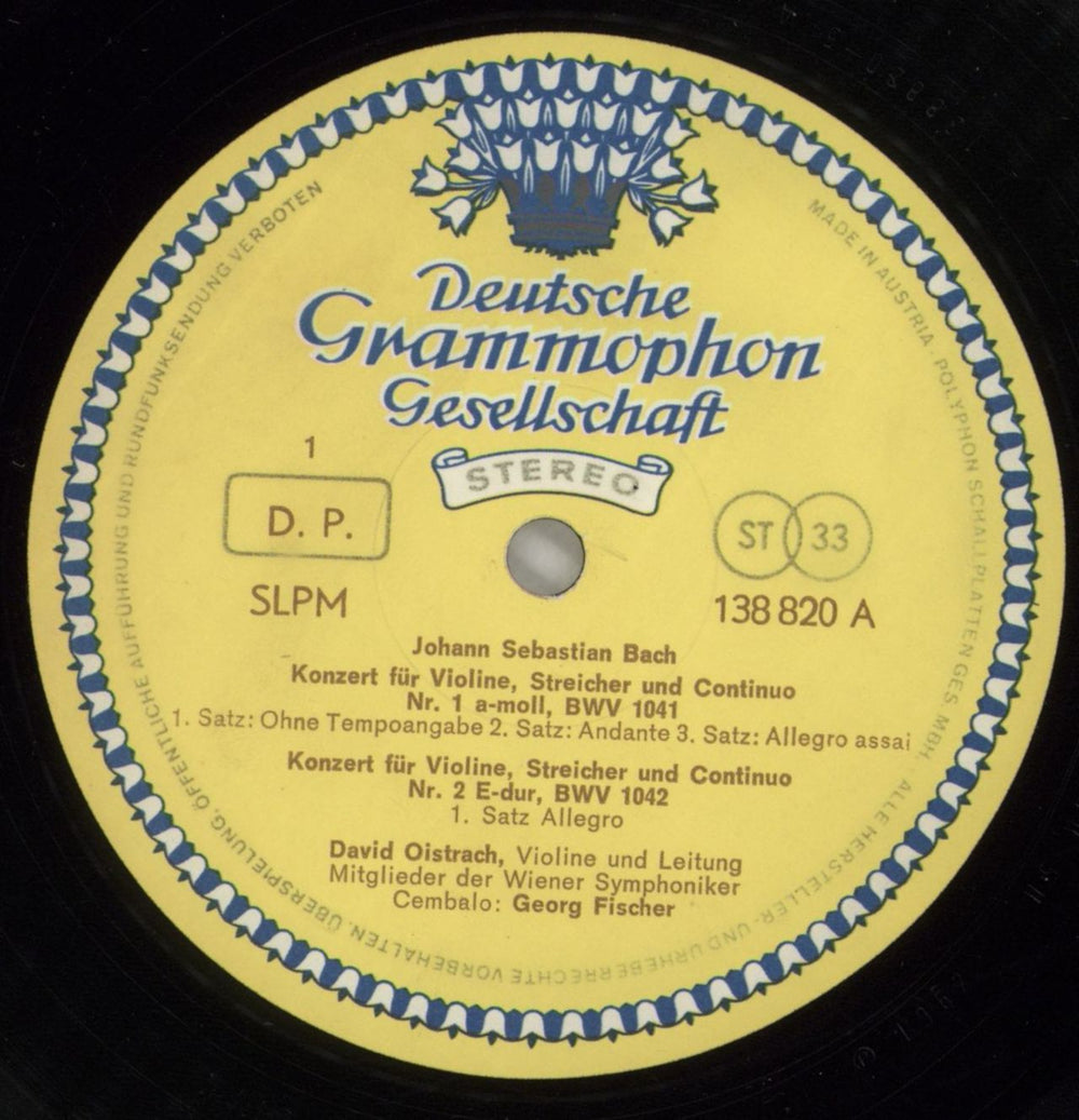David & Igor Oïstrakh Bach: Violin Concertos in A Minor & E Major / Double Violin Concerto in D Minor German vinyl LP album (LP record) I81LPBA863866