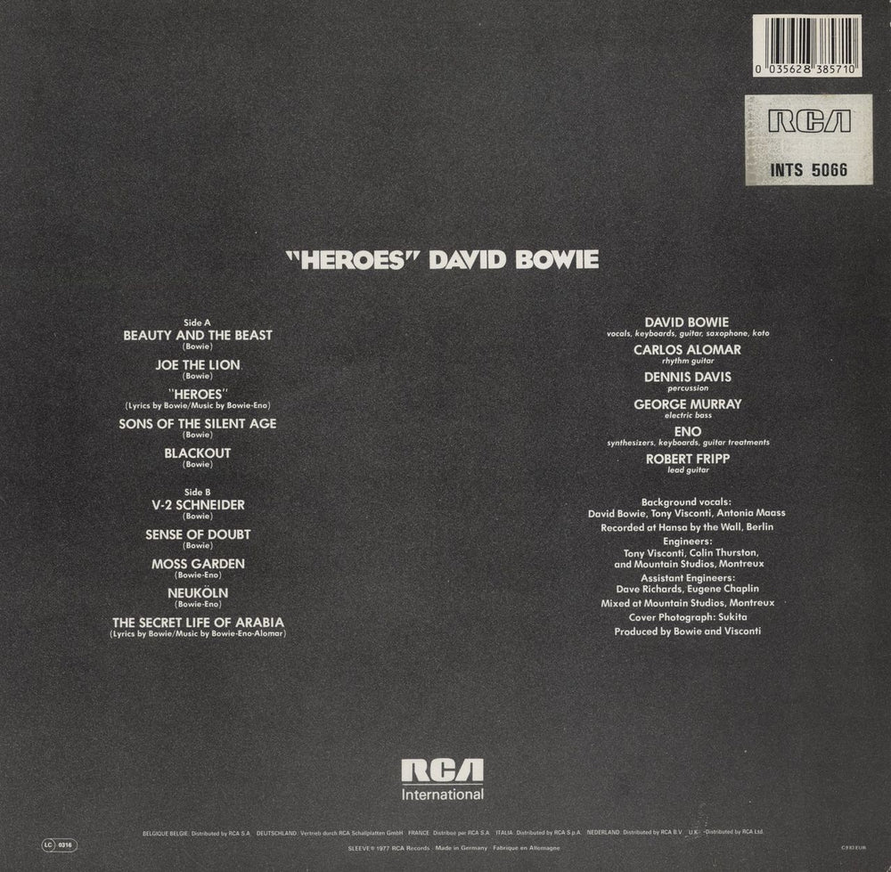 David Bowie Heroes - EX German vinyl LP album (LP record)