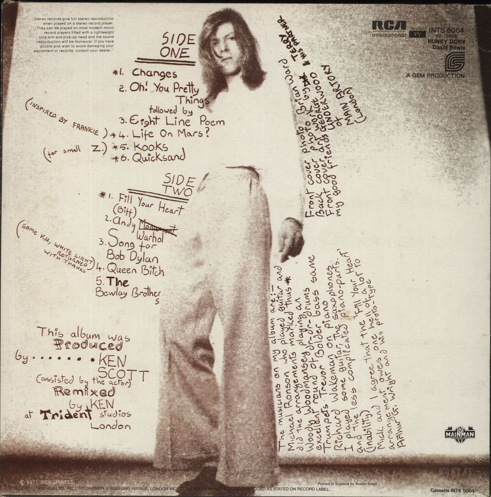 David Bowie Hunky Dory - VG UK vinyl LP album (LP record)