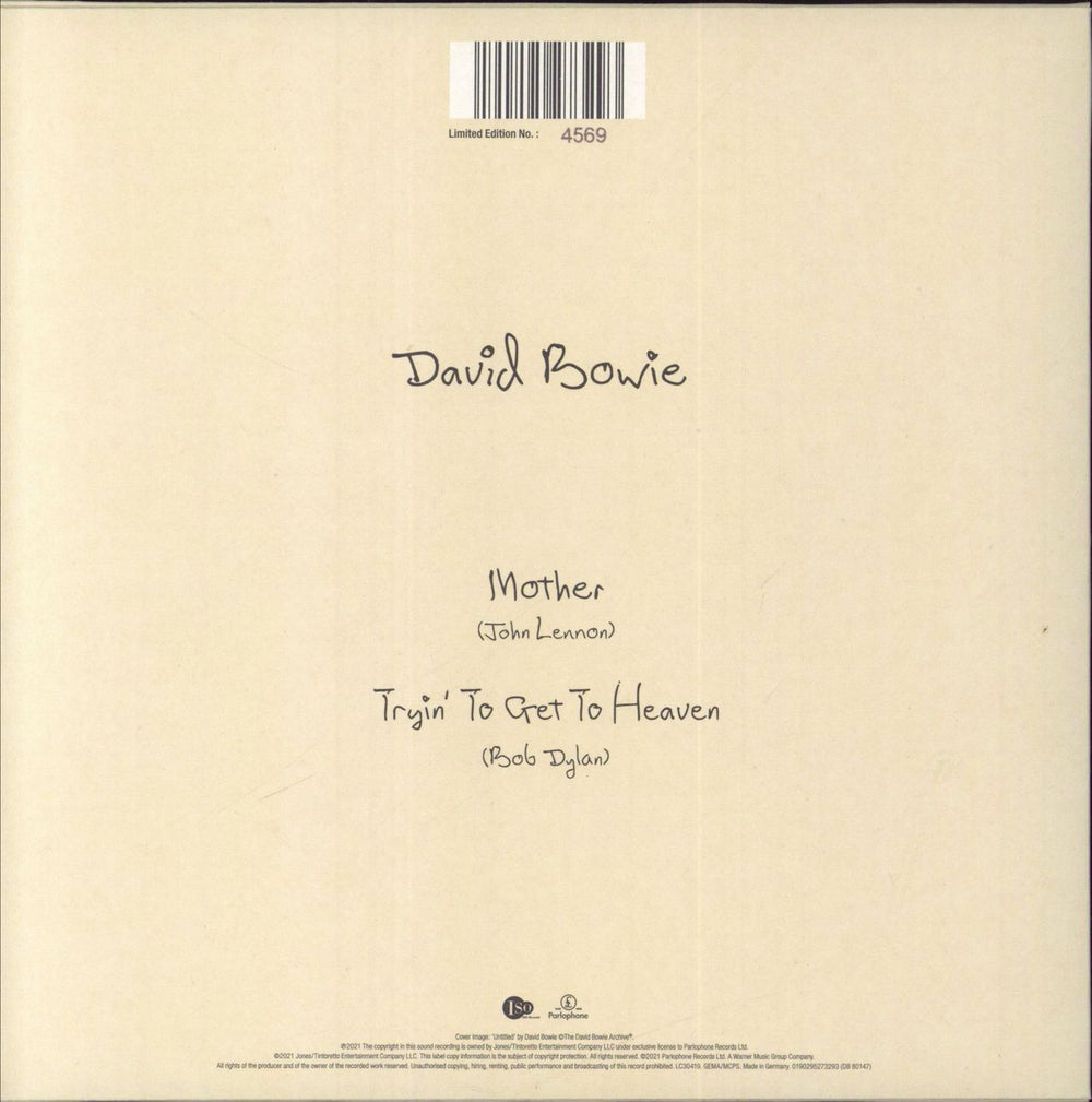 David Bowie Mother - Black Vinyl + Numbered German 7" vinyl single (7 inch record / 45) 190295273293