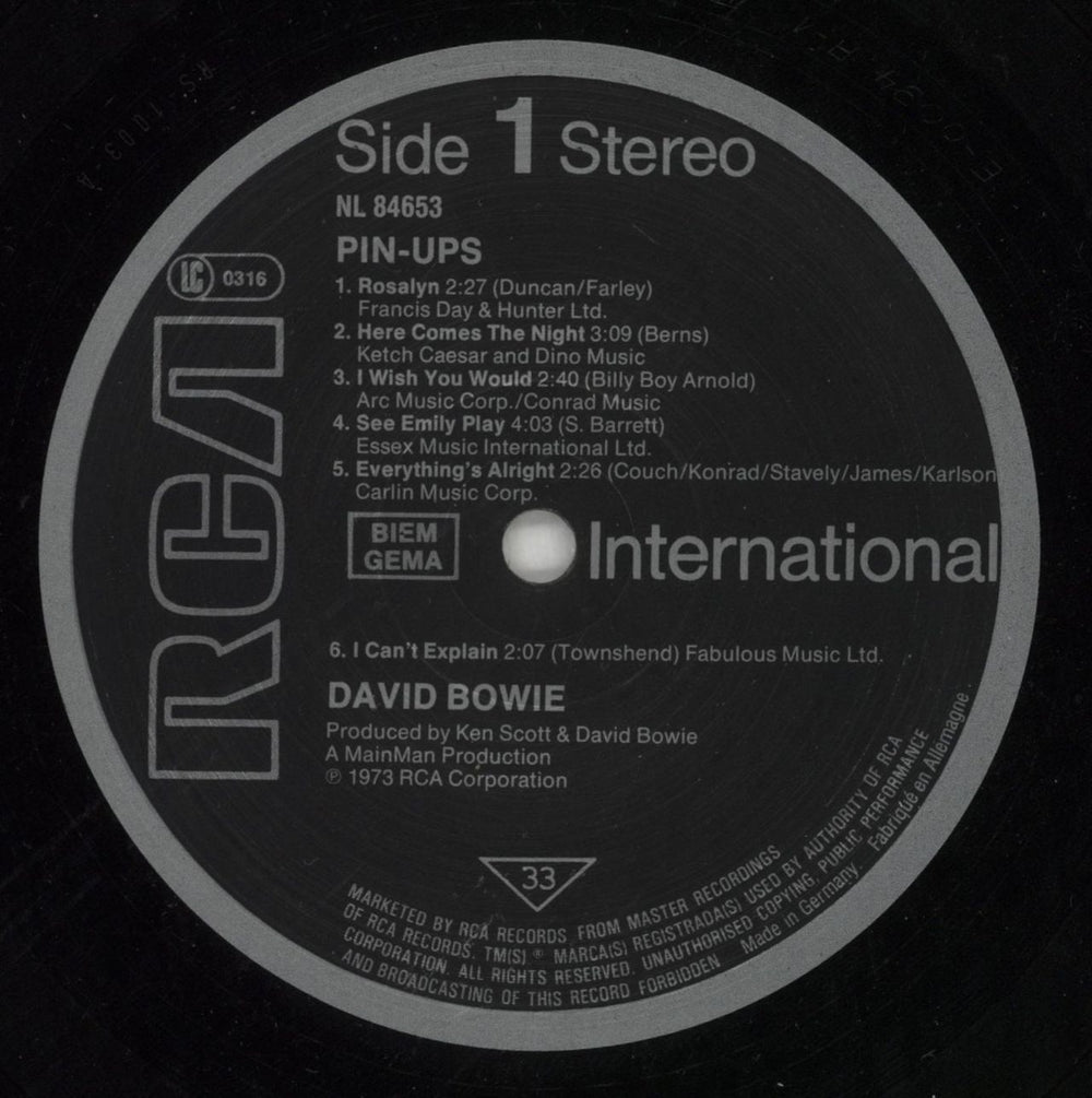 David Bowie Pin Ups German vinyl LP album (LP record) BOWLPPI347270