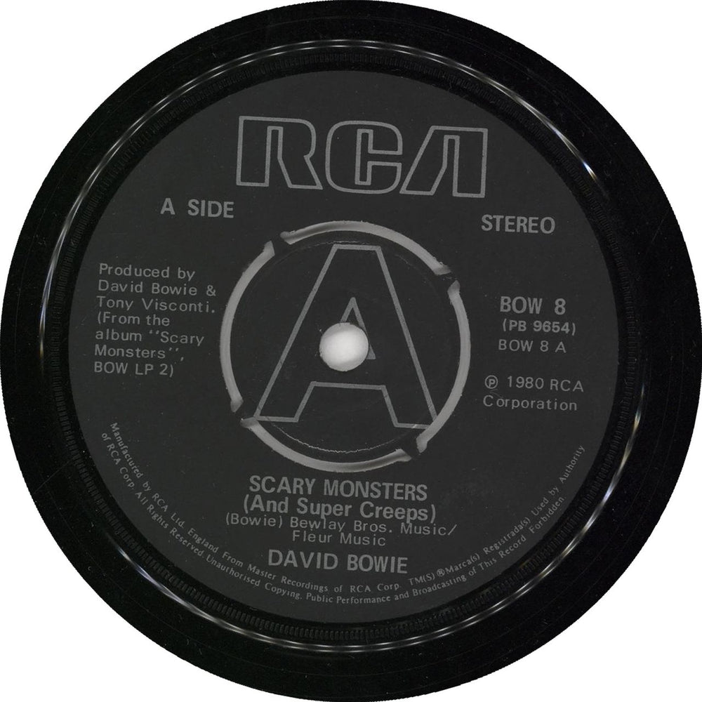 David Bowie Scary Monsters (And Super Creeps) - 4pr A label - EX UK 7" vinyl single (7 inch record / 45) BOW07SC28451