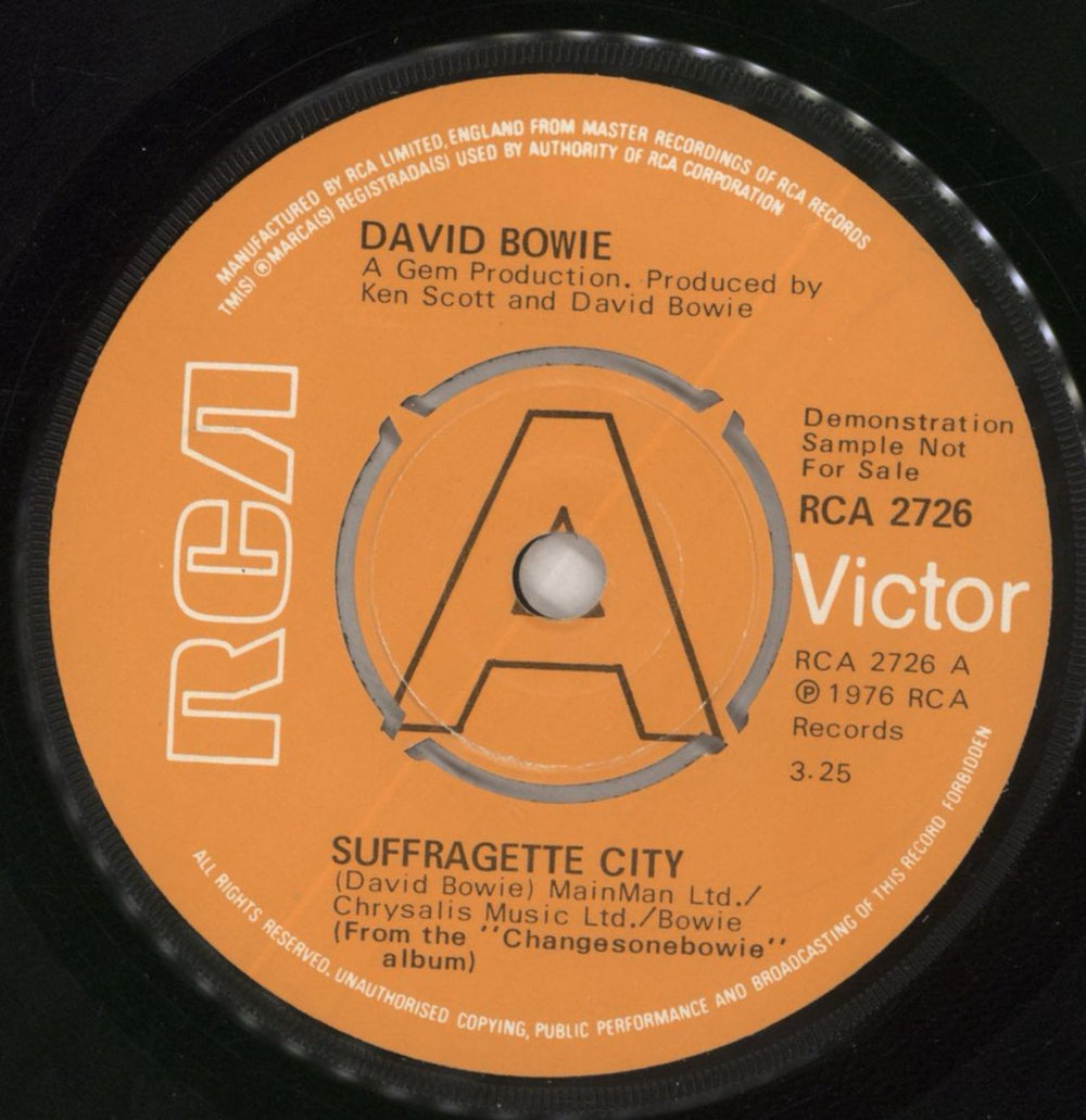 David Bowie Suffragette City UK Promo 7" vinyl single (7 inch record / 45) BOW07SU106755