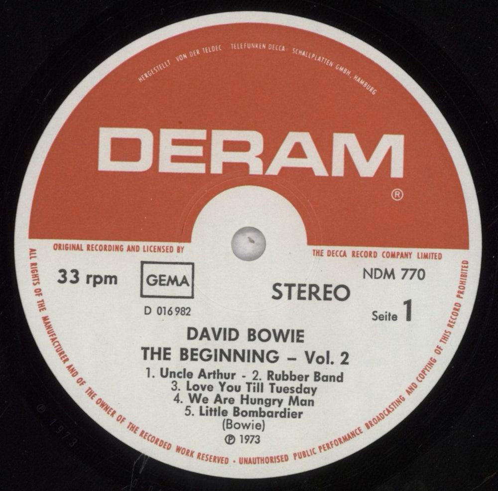 David Bowie The Beginning Vol.2 German vinyl LP album (LP record) BOWLPTH647403