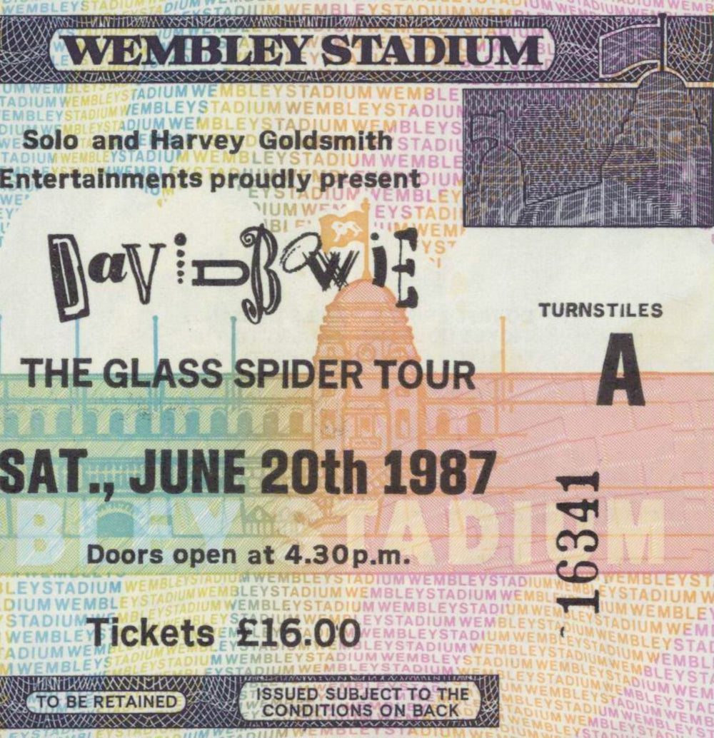 David Bowie The Glass Spider Tour + Ticket Stub UK tour programme BOWTRTH771064