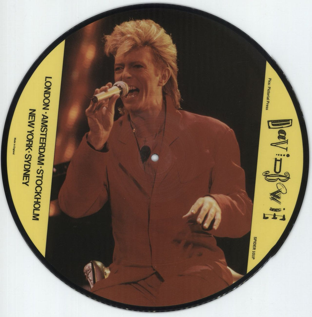 David Bowie The Glass Spider Tour - Press Conferences 1987 UK Promo picture disc LP (vinyl picture disc album) SPIDER101P
