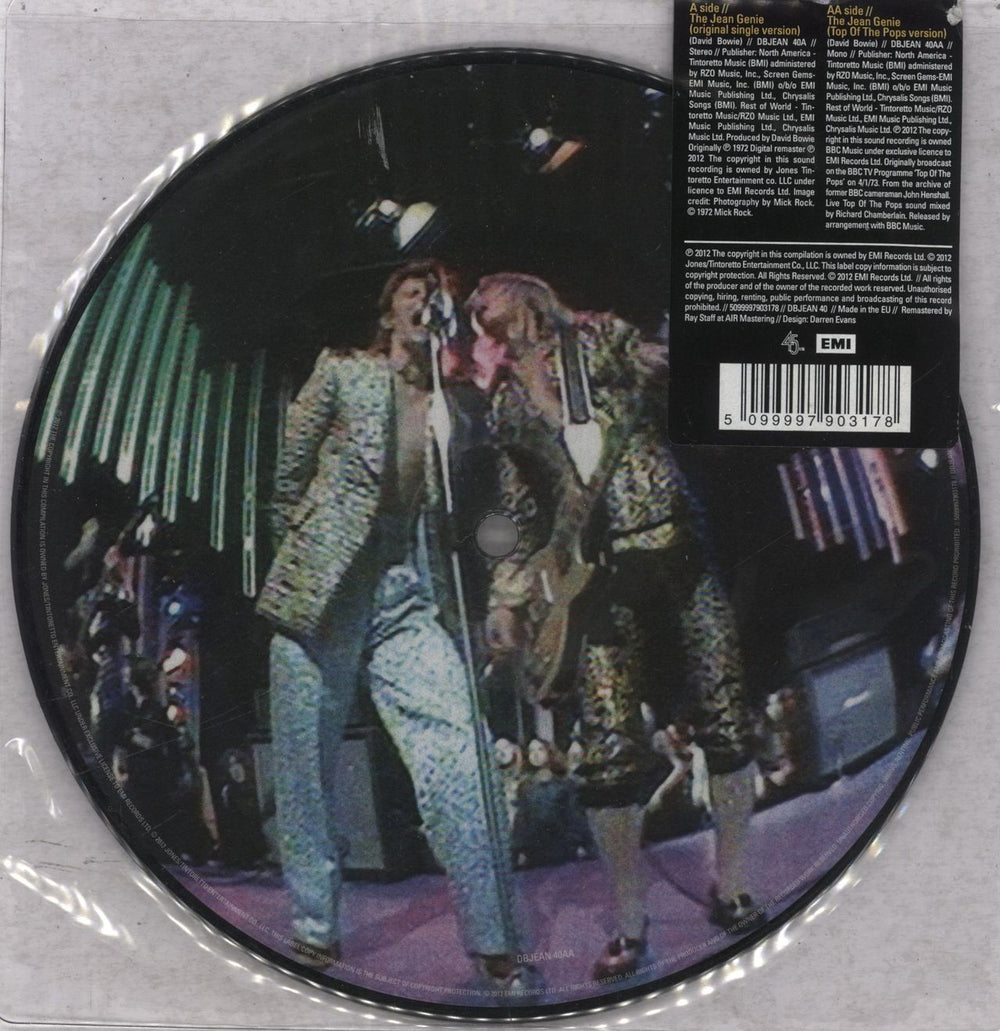 David Bowie The Jean Genie UK 7" vinyl picture disc (7 inch picture disc single) 5099997903178