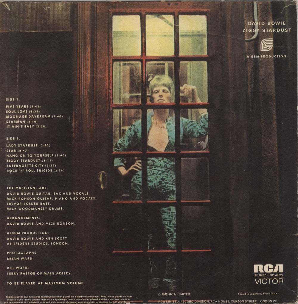 David Bowie The Rise And Fall Of Ziggy Stardust - 1st - VG UK vinyl LP album (LP record)