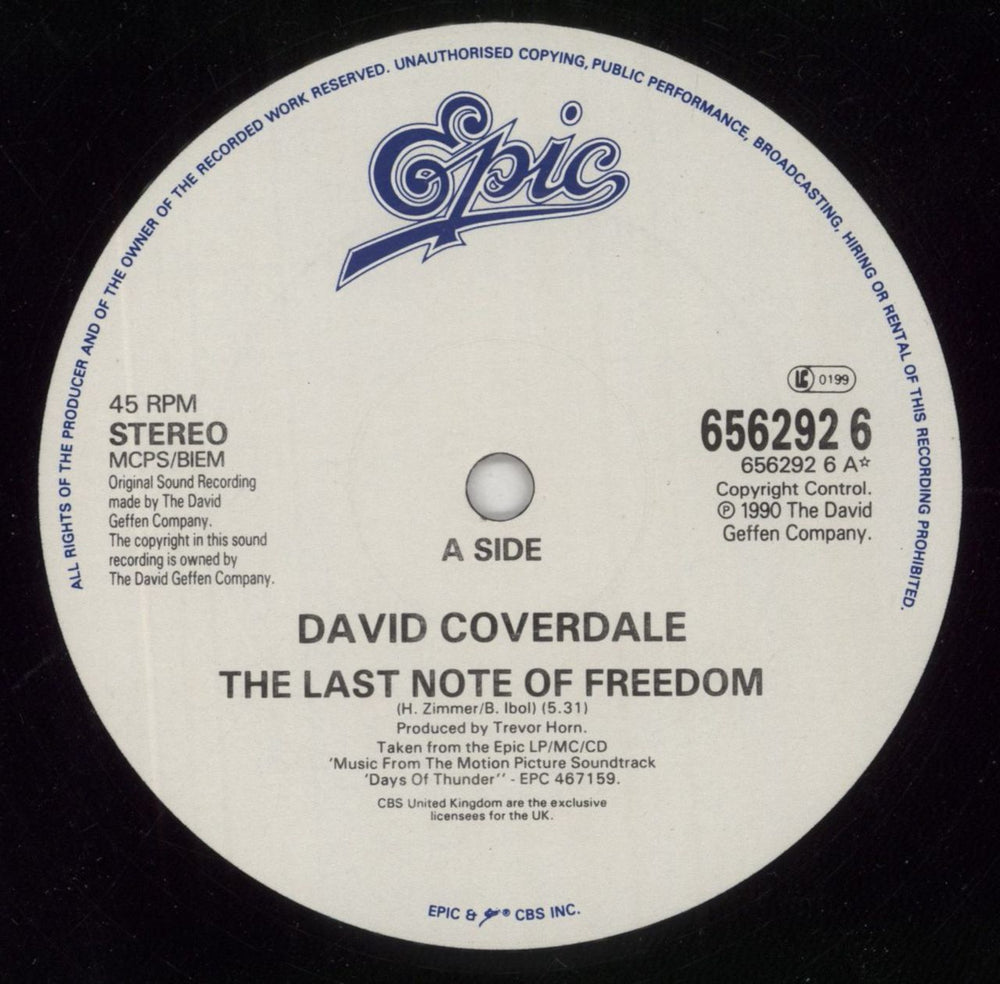 David Coverdale The Last Note Of Freedom UK 12" vinyl single (12 inch record / Maxi-single) DCO12TH84641