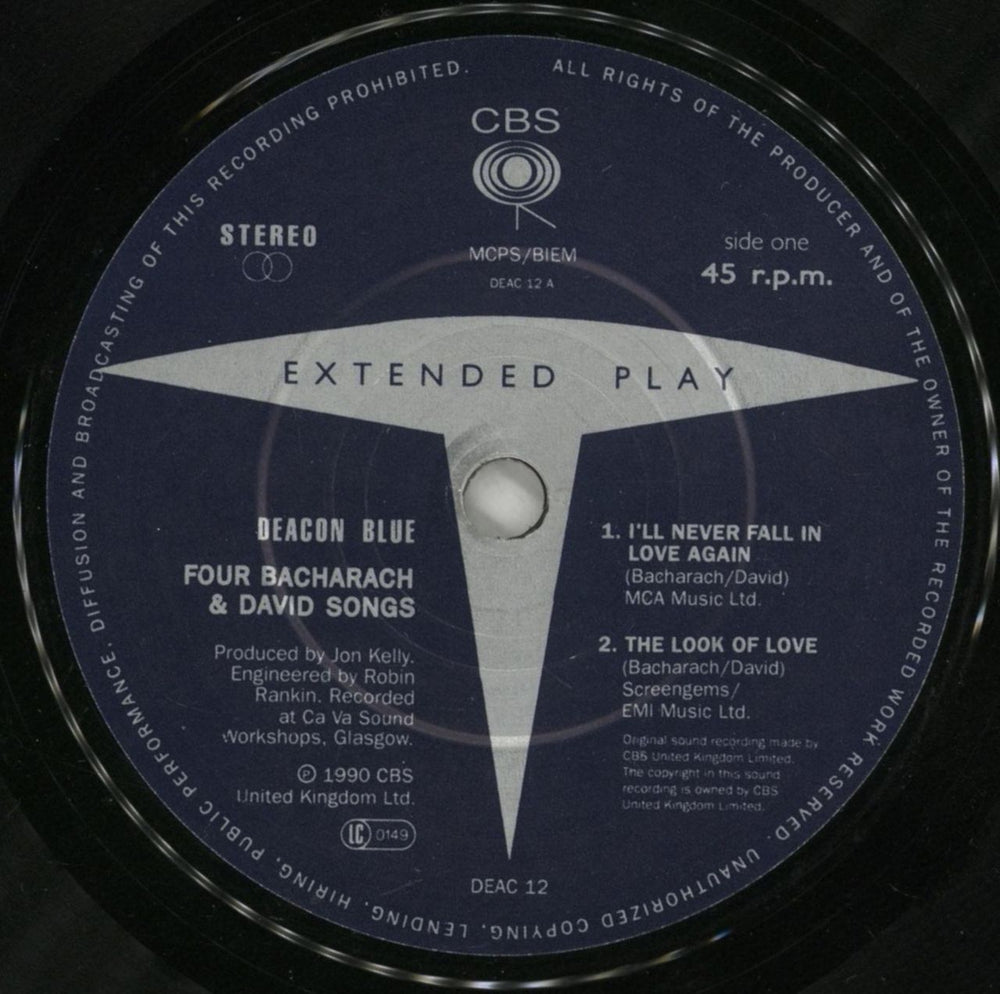 Deacon Blue Four Bacharach & David Songs UK 7" vinyl single (7 inch record / 45) DBL07FO35801