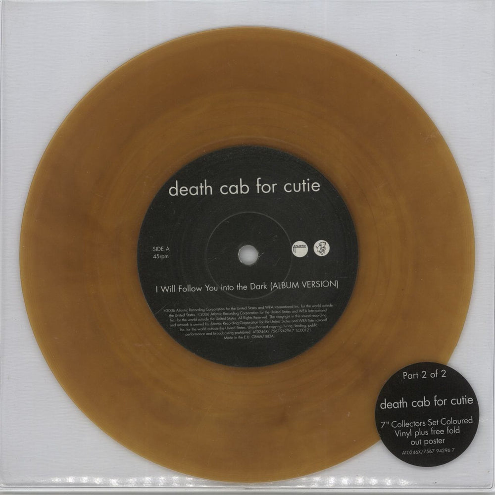 Death Cab For Cutie I Will Follow You Into The Dark - Mustard Vinyl UK 7" vinyl single (7 inch record / 45) ATO246X