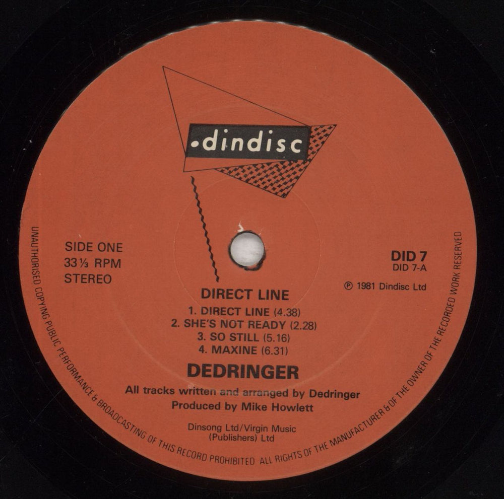 Dedringer Direct Line + merch insert UK vinyl LP album (LP record) DEDLPDI855776
