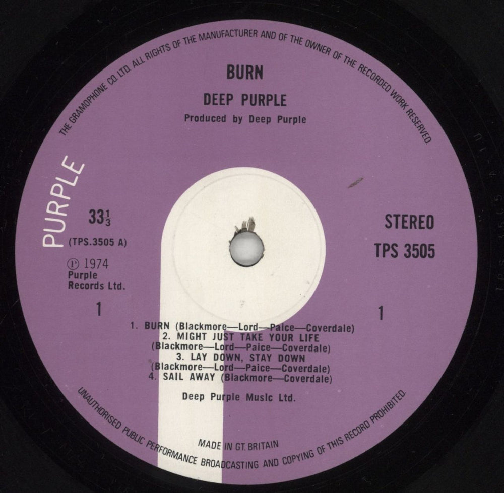 Deep Purple Burn - 1½ - VG UK vinyl LP album (LP record) DEELPBU856334