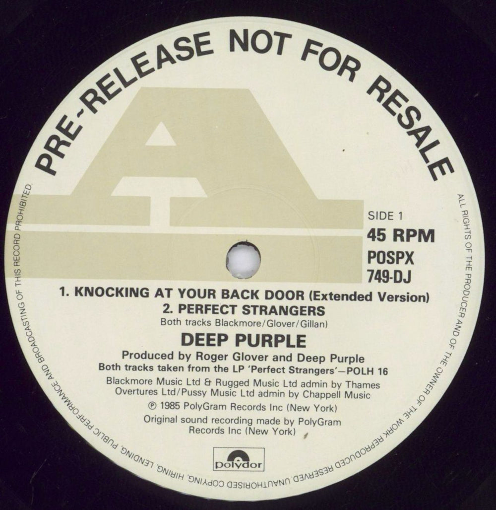 Deep Purple Knocking At Your Door UK Promo 12" vinyl single (12 inch record / Maxi-single) POSPX749-DJ