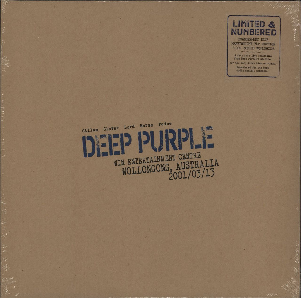 Deep Purple Live in Wollongong 2001 - Blue - Sealed UK 3-LP vinyl record set (Triple LP Album) 0214026EMU